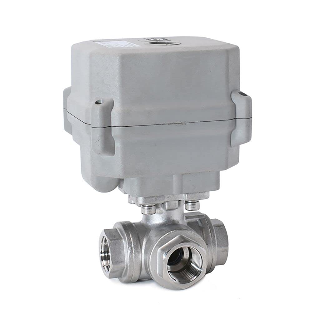 1/2" 12-24V CC valvola a sfera motorizzata con funzione manuale, 3 Vie valvola a sfera elettrica in Acciaio inossidabile DN15, CR301