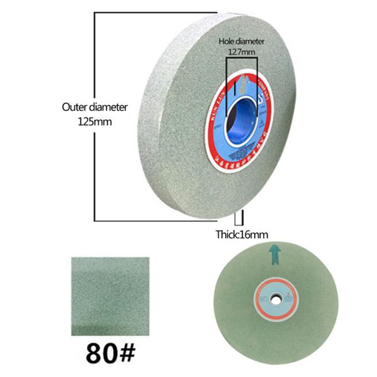 tarcze szlifierskie, 125 mm zielona tarcza szlifierska z węglika krzemu, płaska powłoką diamentową, adapter do tarczy szlifierskiej/46#(80#)