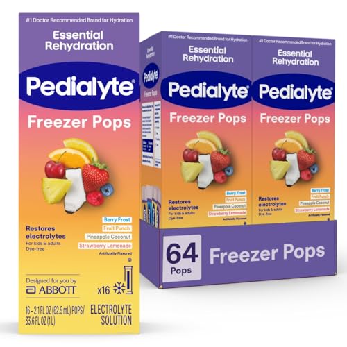Pedialyte Electrolyte Solution Freezer Pops, Hydration Variety Pack-64ct