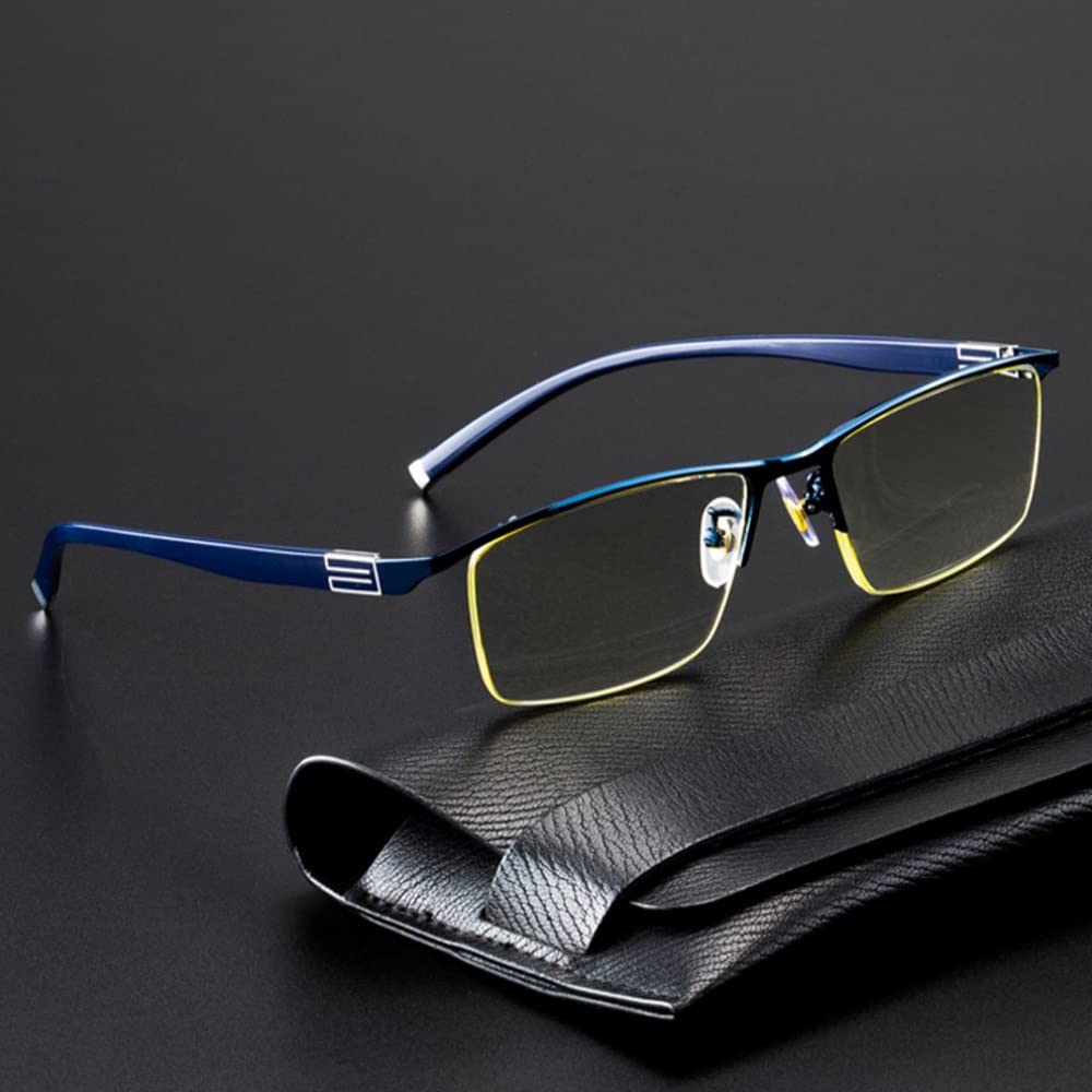 SFIVE Rectangular Cristal Gafas De Lectura HD Ligero Gafas De Presbicia Hombres Mujeres Moda Gafas De Lectura Azul 1.0 1.5 2.0 2.5 3.0 (Color : Blue, Size : +1.0)