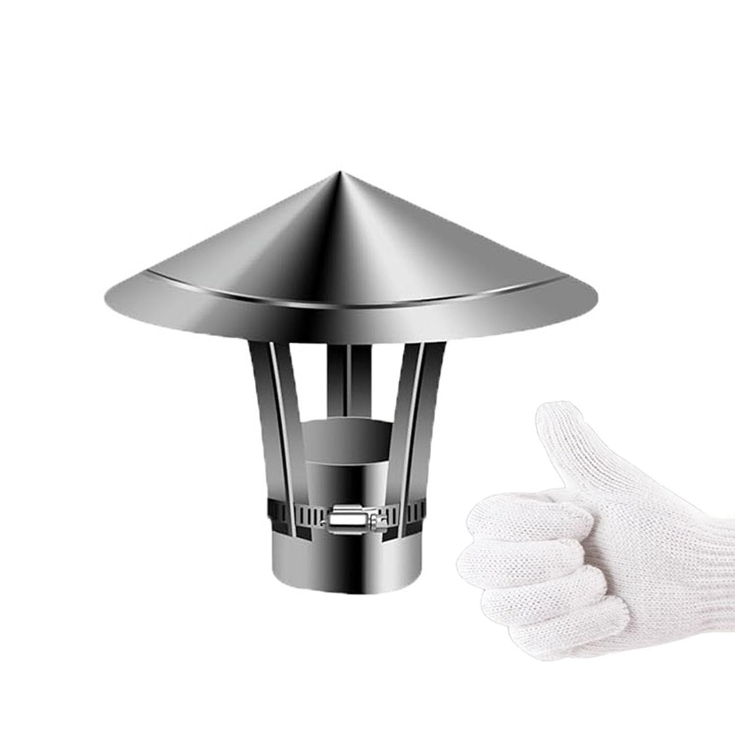 PFXNGMS Cone top Chimney Cap，304 Stainless Steel Chimney Cover 70 80 90 180 200 230 300 mm，Adjustable Stove Pipe Chimney Caps, Fireplace Sn Stovepipe Finial Better Airflow Ventilation(160mm)