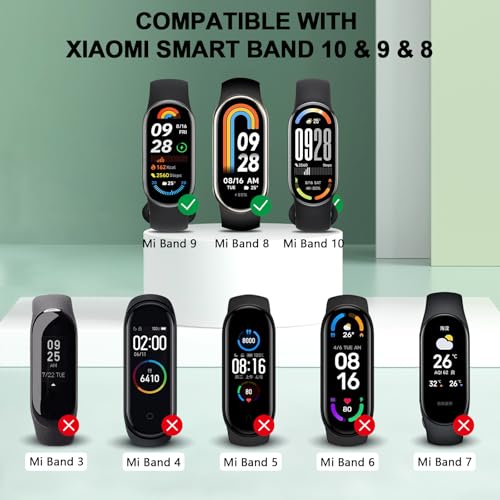 Image of Vanjua Watch Strap for Xiaomi Smart Band 10 /9 /8, Soft Silicone Adjustable Sport Wrist Band for Xiaomi Mi Band 8 /9 /10 Smart Watch (No Watch)