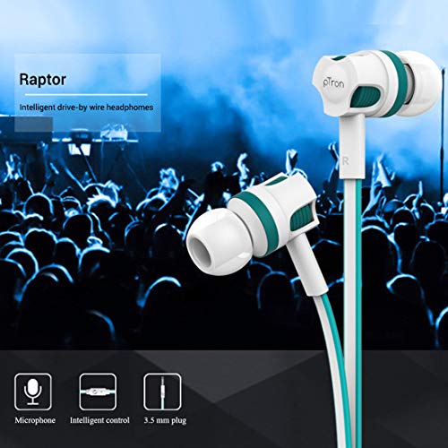 Image of pTron HBE5 Raptor (High Bass Earphones) in-Ear Stereo Wired Headphones with Mic - (White and Blue)