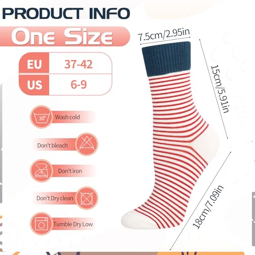 Image of Jspupifip 6 Pairs Womens Strip Crew Socks Cute College Style Ribbed Socks | Combed Cotton, Elastic Ribbed, Retro Stripe, for Work, Commuting, Shopping, Dating, Birthday, Sports, Home, Office