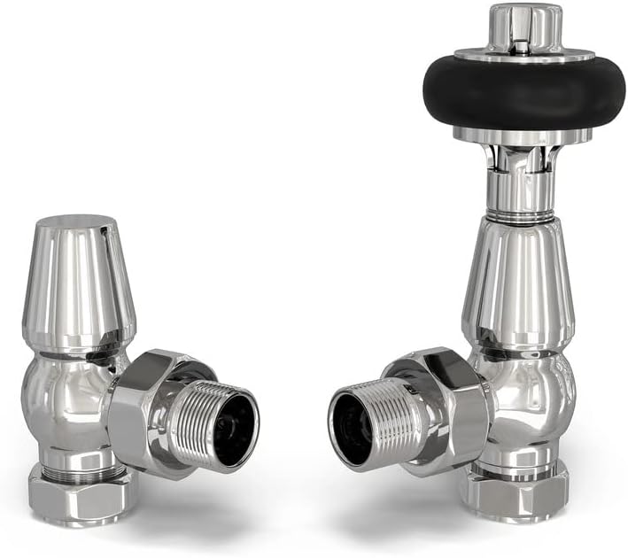 Greened House Oxford Traditional Chrome Angled Thermostatic Radiator ...