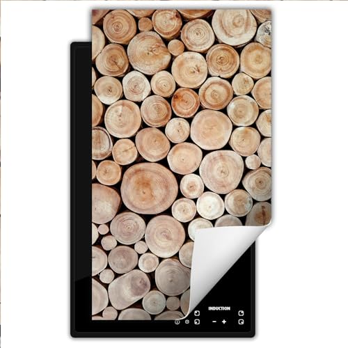 TMK ArtDeko Cubre Vitrocerámica de Induccion 30 x 52 cm - Tapa Protectora - Placa protectora vitroceramica induccion Vinilo, Madera Marrón