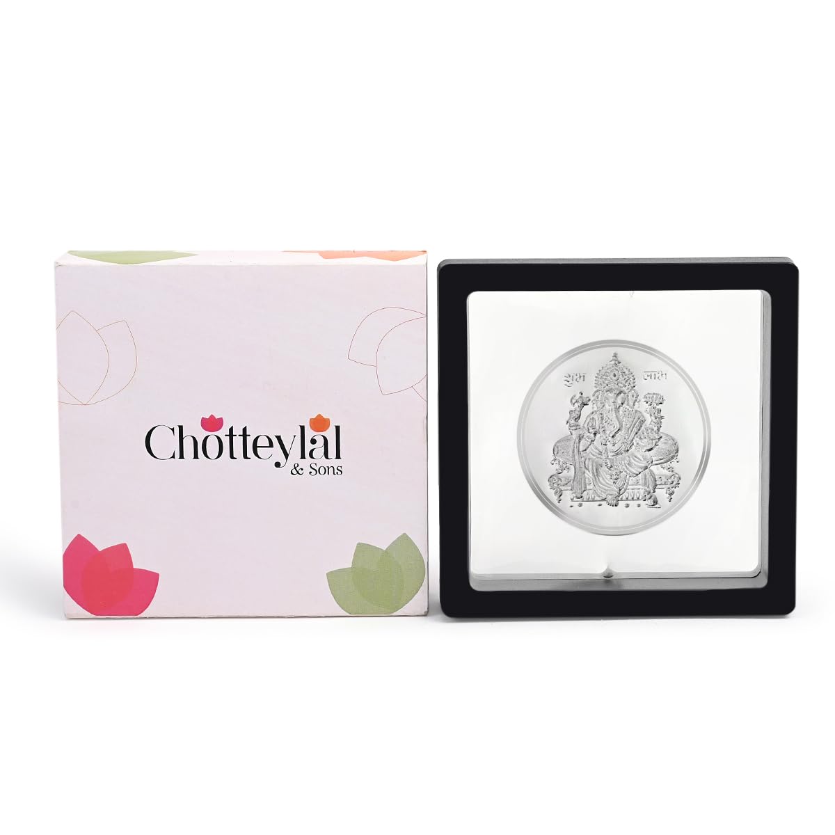 CHOTTEY LAL AND SONS999 Purity Ganesh Ji Silver Coin with Unique Packaging for Coporate Gifting, Diwali Puja, Ceremony, Wedding and Festivals