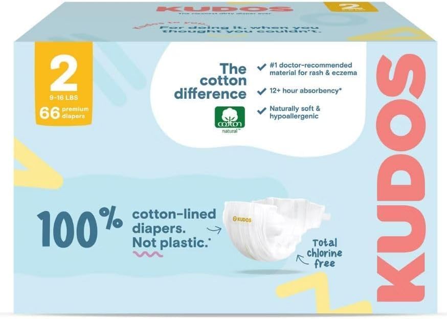 Kudos Chlorine Free Premium Diapers, Cotton-Lined (Size 6)