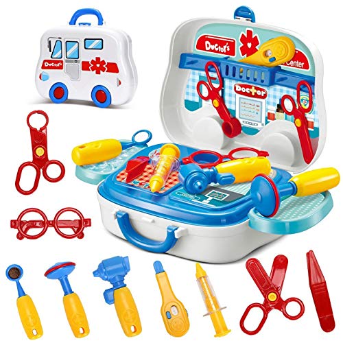 Image of Magicwand Pretend Play Carry Along Doctor Play Set for Kids 【No Stethoscope】【14 Pcs & 7 Stickers】【Made in India】