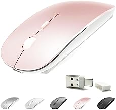 4 Modes Rechargeable Bluetooth Mouse BT3.0/5.2+USB-2.4G/Type-C,Wireless Mouse for MacBook pro/MacBook air/Laptop/iMac/ipad/Notebook/pc (BT/USB-C Rose Gold)