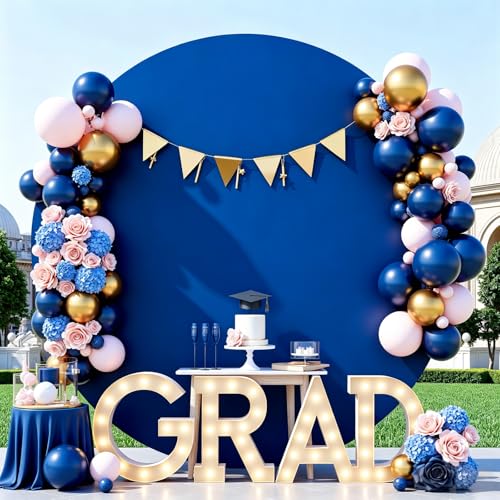GALLETY Royal Blue 7.2FT Round Backdrop Cover for 5-7.2ft Stands - Polyester Adjustable Arch Decoration for Wedding, Party, Photography