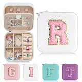 Parima Jewelry Organizer Box, Small Jewelry Box for Women Girls Initial R Travel Jewelry Case Small Jewelry Organizer Box Travel Jewelry Case Jewelry Box Organizer - Letter R, White