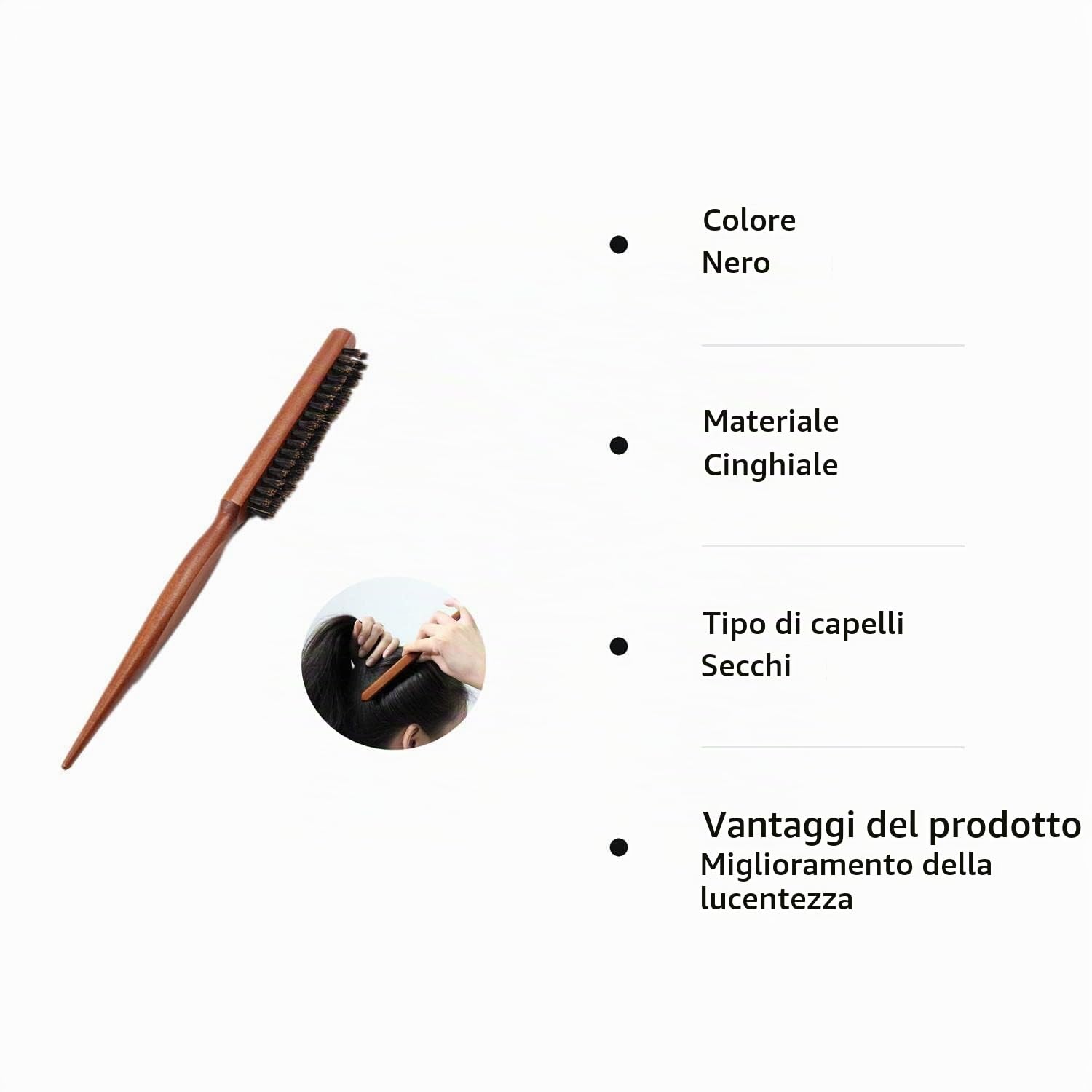 Spazzola per capelli con setole di cinghiale, pettine professionale per parrucchiere, per capelli lunghi e spessi, ondulati, secchi o danneggiati, riducendo la rottura dei capelli brown