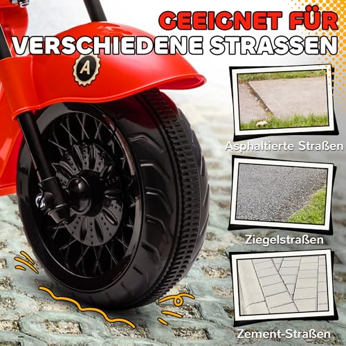 AIYAPLAY Kinder Elektro-Motorrad, 6V Kindermotorrad mit Musik, Kinderfahrzeug mit LED-Scheinwerfer, 3-5 km/h, für 3-6 Jahre Kinder, max. 25 kg, Rot – Bild 5