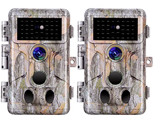 2-Pack Trail Game Deer Cameras No Glow 24MP 1296P Video with 100ft Night Vision Motion Activated Waterproof Camouflage Hunting Cameras for Wildlife Tracking & Home Security Time Lapse