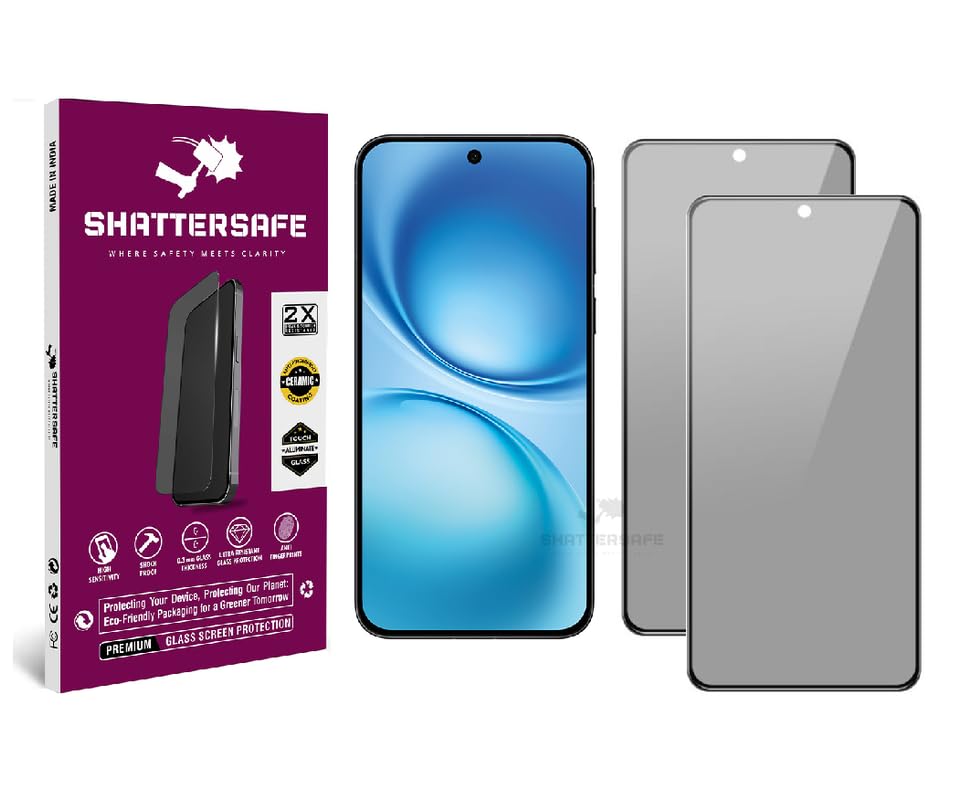 Image of Anti-Spy Privacy Tempered Glass Compatible For Vivo X200 FE [Pack of 2]. 9H Hardness, Anti-Scratch, Edge-to-Edge Protection With Easy Installation Kit & Case Friendly Fit.