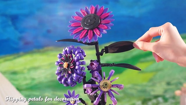Amazon.com: ZONECYTD Sunflower Building Set Flowers Bouquet Purple