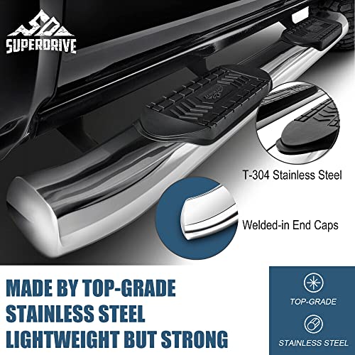 Super Drive D39S0832 Superdrive 4'' Curved Oval Running Boards Compatible With 2009-2020 Dodge Ram 1500 2500 3500 Quad Cab Pickup Truck Step Rails Off-Road Nerf Bars Polished Chrome Finish Side Steps thumb #6
