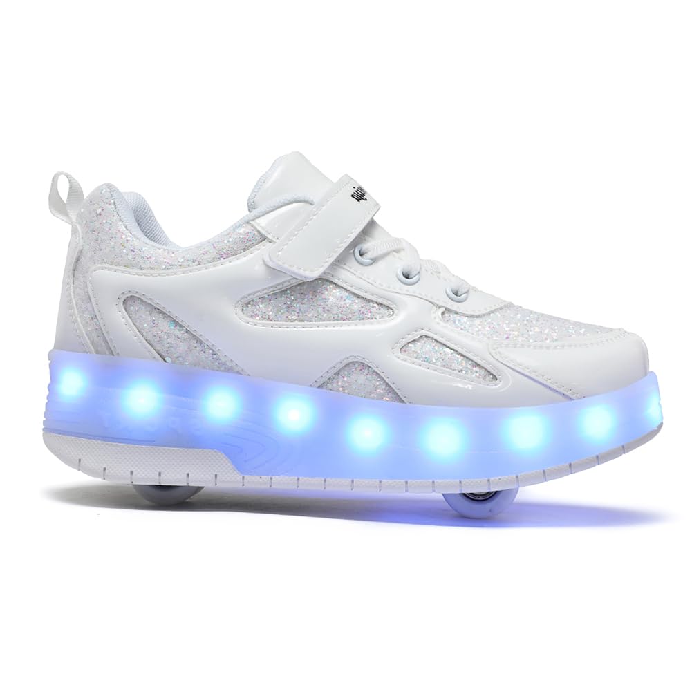 Yogeeft Kids Shoes with Wheels - 4 in 1 Light-Up Roller Shoes with USB Rechargeable LED Sneakers for School Christmas Party Gifts