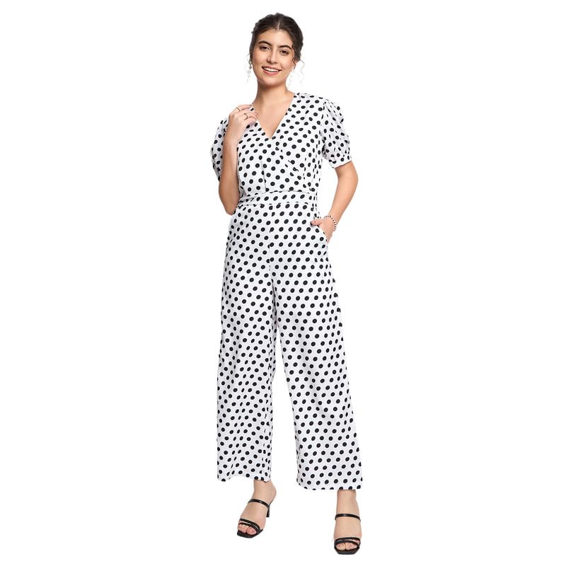 Short Sleeve Full Leg Printed Jumpsuit - Women's Stylish Jumpsuit-picture-49
