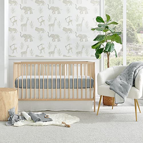 Image of Levtex Baby - Cloud Muslin Crib Bed Set - Baby Nursery Set - Grey and White Stars - Grey Textured Muslin - 5 Piece Set Includes Quilt, Fitted Sheet, Two Swaddles & Bear Lovey