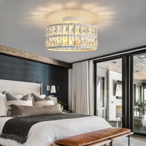 HuixuTe 3-Light White Modern Crystal Bedroom Light Fixtures Ceiling - image 2