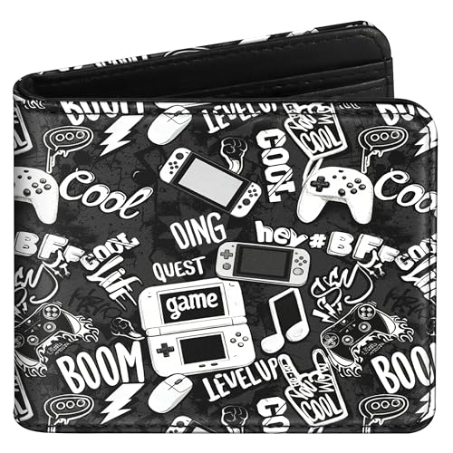 Image of Bistup Teen Boys Cool Wallet - Men Mens Funny Game Design Leather Credit Id Card Cash Holder Man Black Rfid Blocking Zipper Wallets With Coin Pocket Id Window Aesthetic Teen Boy Male Youth Guys