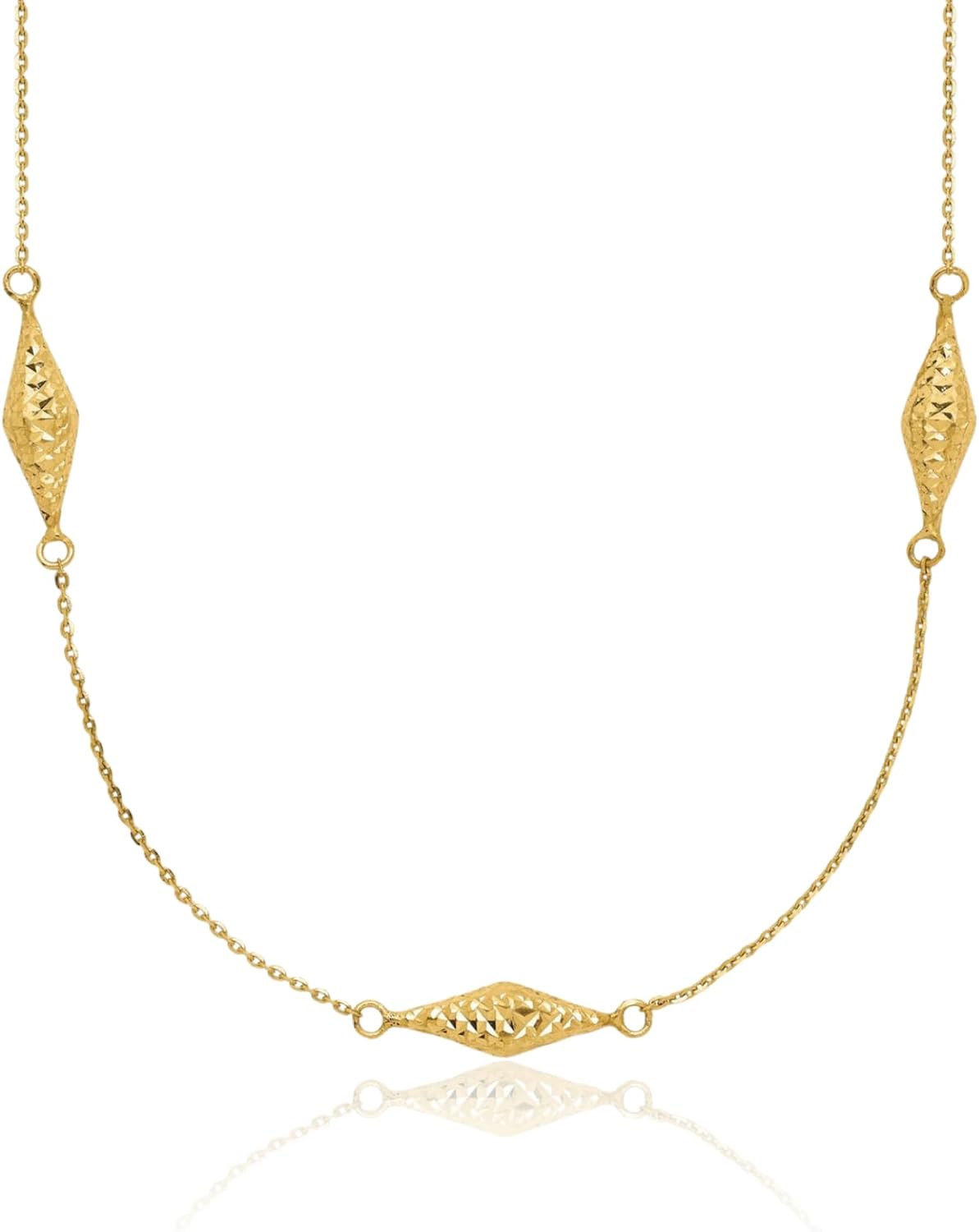 IceCarats 14K Solid Yellow Gold Small Beaded Pendant Necklace 18mm 3/4 inch Diamond Cut For Her