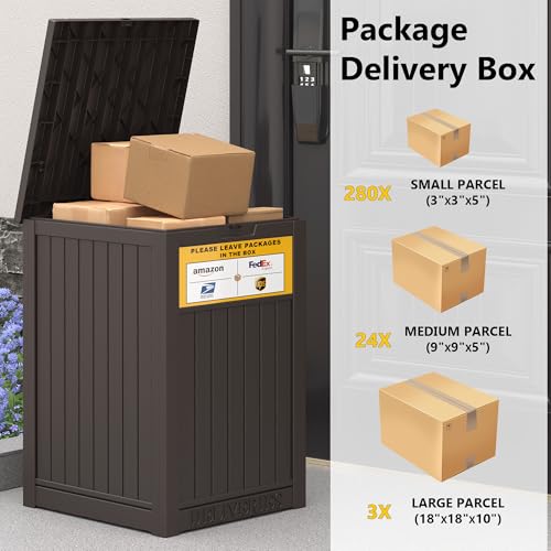 LHBGO Package Delivery Box for Outside, with Delivery Sign 48 Gallon Storage with Lockable Secure, Large Resin Outdoor Package Drop Container by LHBGO - Image 5