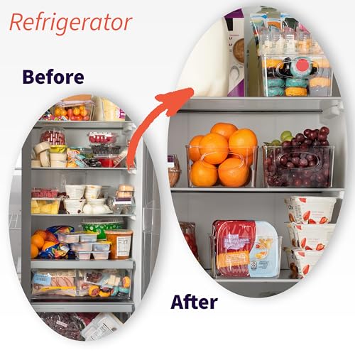 ClearSpace Plastic Pantry Organization and Storage Bins with Removable Dividers – Perfect Kitchen Organization or Kitchen Storage – Refrigerator Organizer Bins, Cabinet Organizers (2 Pack XL)