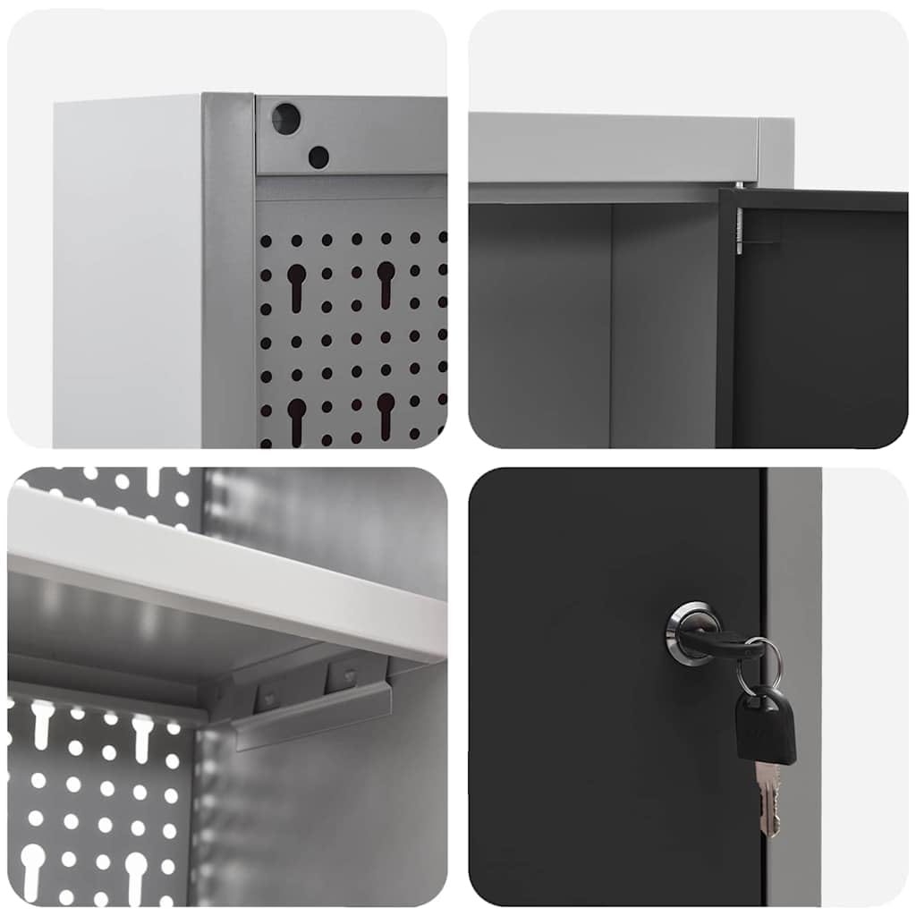 vidaXL Armario de Herramientas Negro y Gris 100 x 20 x 55 cm, Banco de Trabajo, Armario metálico para Herramientas, estantes Ajustables, organización práctica, diseño Moderno