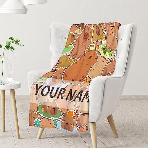 Personalized Blanket Gifts with Name - 40"x50" Cute Throw for Kids, Girls - Brown Soft Fuzzy Blankets for Couch & Sofa