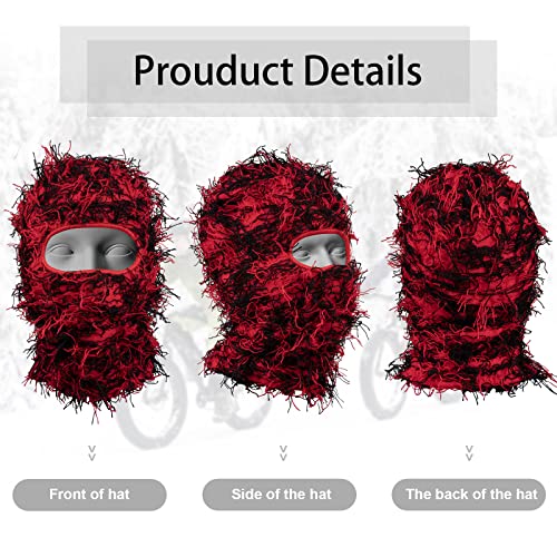 Distressed Balaclava Knitted Full Face Ski Mask Winter Windproof Neck Warmer For Men Women Yeat Shiesty Distress Mask Beanie Wine #TOP2