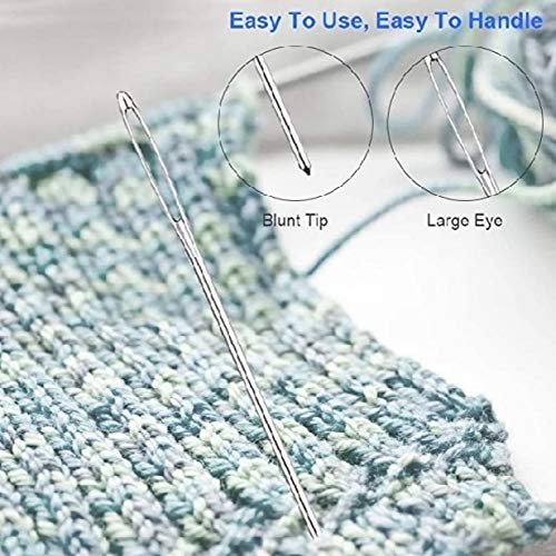 Vemlons Stainless Steel Large Eye Blunt Needle Set of 12 piece/Yarn Knitting Needles/Extra Large 4
