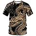LAOLIUSN Men's Dragon T Shirt Summer Short Sleeve Tees Tops Animal Theme Shirt Anime Graphic Shirt,Gold,L
