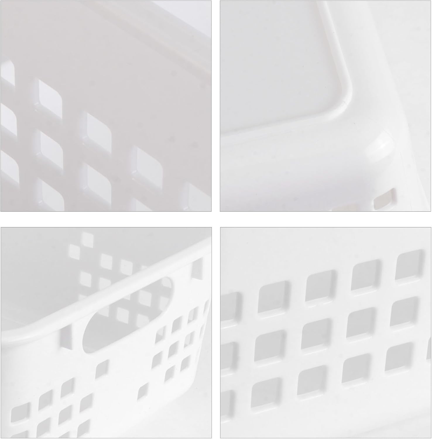3pcs White PP Household Storage Basket for Books, Clothes