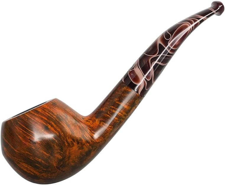MUXIANG Tobacco Pipe Briars Material Fit 9mm Filters Handcraft Design Three Colors Available (Yellow)