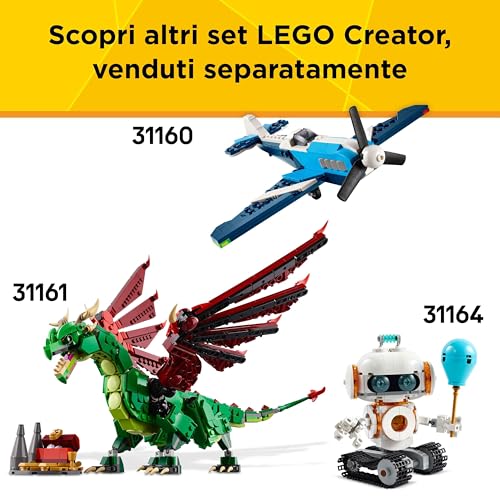 Creator 3 in 1 Velivolo: Aereo da Competizione, Modello di Aeroplano Giocattolo Trasformabile in Elicottero e Jet con Parti Mobili e Supporto, Giochi d'Avventura per Bambini da 7 Anni 31160 - Lego - Immagine 7