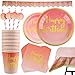 Produktbild Kompanion 102-teiliges Pink und Gold Motto Happy Birthday Set einschließlich Banner, Teller, Becher, Strohhalme, Servietten und Tischdecke, für 20