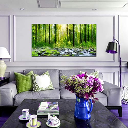 Canvas Art Decor Morning Sunrise Green Trees Landscape Sunshine Over Forest Photograph Printed On Canvas For Home Wall Decoration Wall Art For Living Room Mural Print Artwork Natural Picture #TOP4