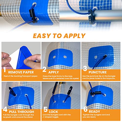 Image of Extra Attachment Points for tarps - Double Eyelet Strength, Repair tarp Eyelets, Tarpaulin Grommets kit, Tarpaulins Protection, 10-Pack (1260)