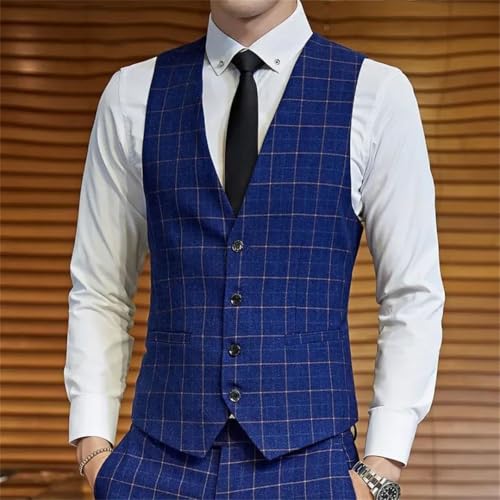 Men’S Casual Business Plaid Vest Single Breasted Slim Fit Sleeveless Waist Jacket For Groom Wedding Dress Party2
