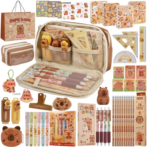 Realjoy 49 Piezas Juego de Papelería Capybara, Estuche Capibara con Cuaderno,...