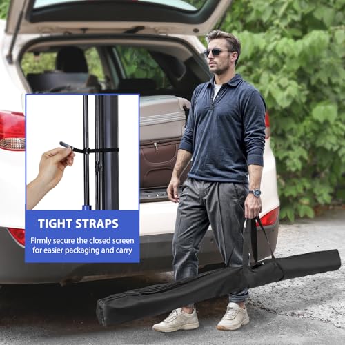 Smartxchoices 84\" Portable 16:9 HD Projector Screen with Stand, Wrinkle-Free Manual Pull Down Tripod Screen with Carry Bag and Tight Straps, Movie Screen for Outdoor Indoor, View Size: 73 x 41 inch