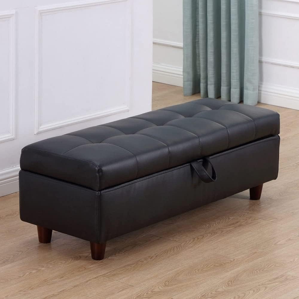 ONE LEGACY Multifunctional Storage Ottoman Bench, 116 x 40 x 40 cm, Tufted Faux Leather.-image-40