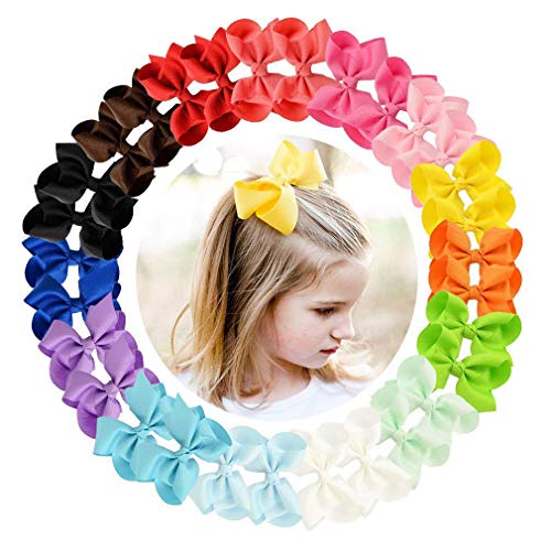30pcs Hair Bows for Girls 4 Big Boutique Bow Alligator Clips Grosgrain Ribbon Hair Accessories Toddlers Kids Teens………