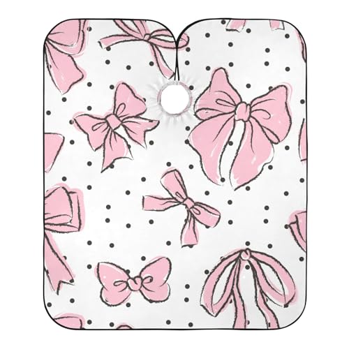 PaChyLuu Bow Pink Professional Barber Cape Waterproof Hair Cutting Salon Cape with Adjustable Snap Closure for Men Women
