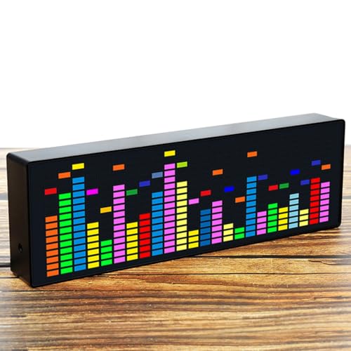 Colorful LED Music Spectrum Display, Audio Spectrum Analyzer, Rhythm Light Level Voice Sensor Clock, RGB Music Sound Meter Display for Musicians, 12 Dynamic & 7 Color Effects