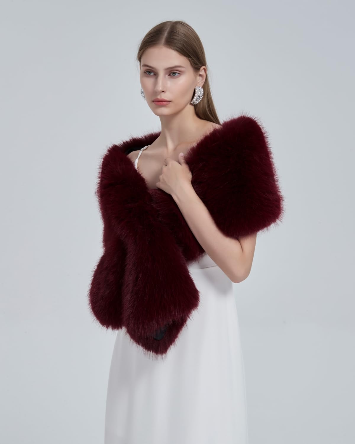 Women Faux Fur Wrap Shawl Winter Warm Fur Scarf Collar Wedding Evening Party Cape - Image 6