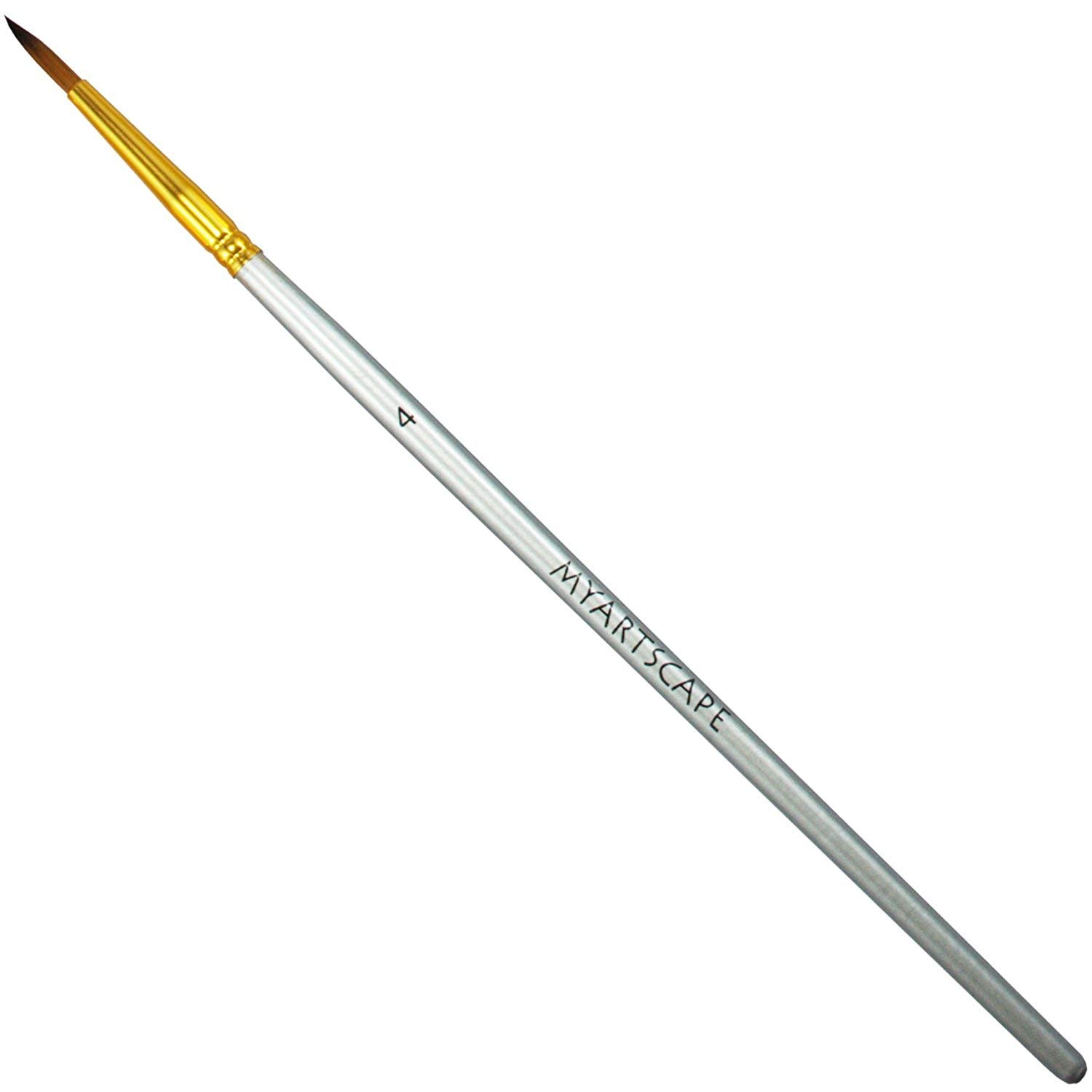 Myartscape Golden Brown Taklon Synthetic Brushes - Short Handle Replacement Brushes … (Round 4)
